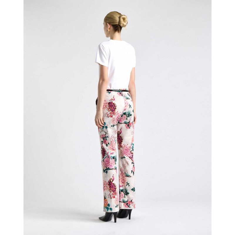 Cue Parchment Peacock Garden Faille Straight Leg Pant image number 1